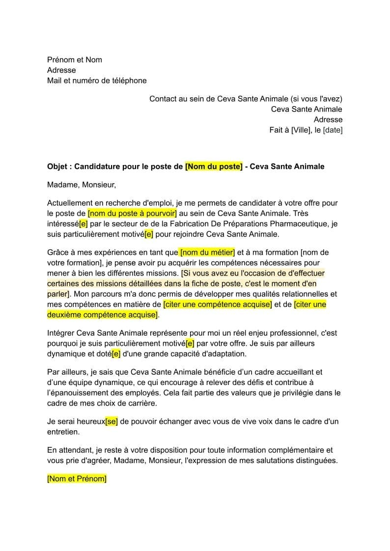 Lettre De Motivation Ceva Sante Animale